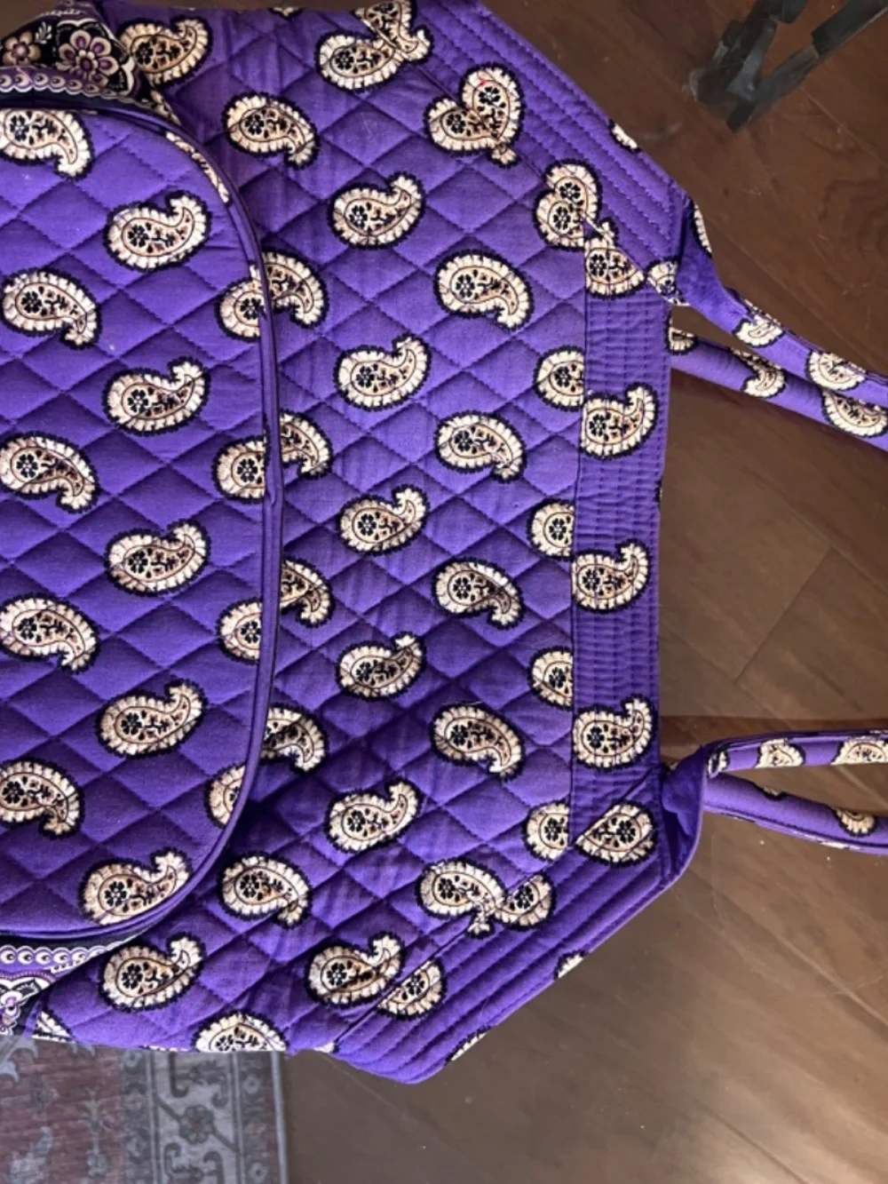 NEW Vera Bradley Simply Violet Paisley Angle Bag quilted cotton exterior